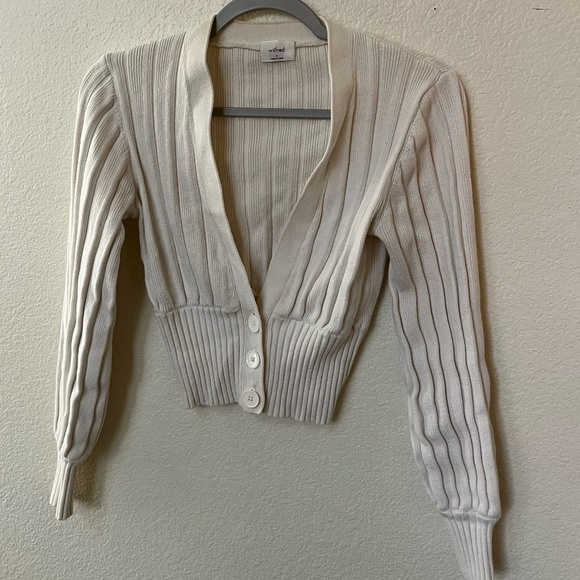 WILFRED x ARITZIA | Plunge Front Cardigan Merino Wool V-Neck Cardigan | Size S - Picture 3 of 10